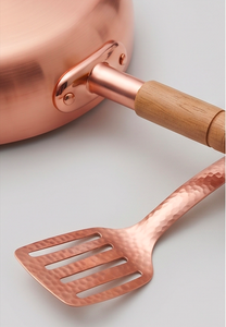 Copper Frying <b>Pan</b> With Wooden <b>Handle</b> Minimalist Design Durable Metal Skillet For Kitchen Use And Induction Cooker - Product Image 3