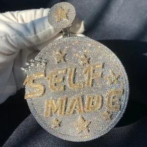 Colgante de Moissanita Personalizado con Incrustaciones de Diamantes, Chapado en Oro de 18K, Redondo, Estilo Hip Hop, Joyería de Moda para Fiestas - Product Image 1