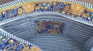 Sacs fourre-tout bohèmes matelassés à motif floral en toile avec chaînes, fermeture éclair bleue et dorée, sacs de plage pour femmes toutes saisons - Product Image 5