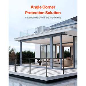 Pacco da 1 cavo nero ringhiera Post a forma di L staffa 42x2x2 pollici in acciaio inox ringhiera angolare Post fori preforati orizzontali - Product Image 2