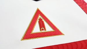 Scribe Royal Arch Chapter apron red <b>machine</b> embroidery masonic apron fraternal regalia ceremonial apron - Product Image 4