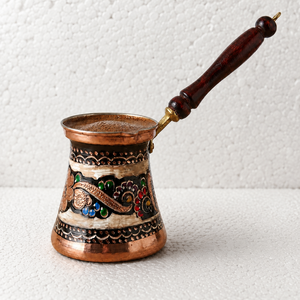 Handcrafted Pure Copper Turkish Coffee Pot Cezve Ibrik Wooden Handle <b>Arabic</b> Greek Coffee Maker Hammered Decorative <b>Tea</b> Pot 240ml - Product Image 4