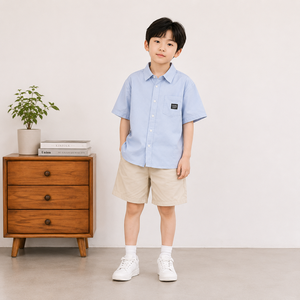 Pantalon large décontracté kaki taille haute pour garçons coréens, 65% coton 35% polyester, tissé anti-boulochage, bas de pyjama pour enfants, vente en gros - Product Image 2