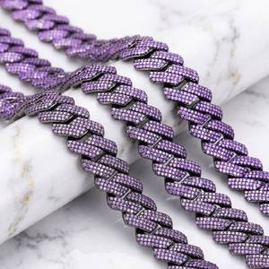 Collar de Plata 925 con Diamante Moissanita Morado de 20 mm - Estilo Hip-Hop para Hombre, Pasa el Test de Diamantes, Disponible para la Venta - Product Image 5