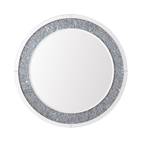 Miroir mural rond personnalisé en cristal de diamant écrasé, cadre argenté, miroir décoratif pour salon, hôtel, décoration artistique