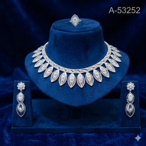 Traditional 24K Gold Plated Brass Lab Created Zircon Women's Bridal Jewelry Set Charm Necklace Bracelet Insect Design A-53252 - Product Image 1