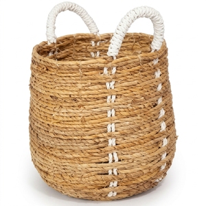 Cestas de Almacenamiento de Fibra Natural, Cesto para Ropa Tejido a Mano, Organizador Redondo Artesanal Balinés, Decoración Rústica Boho para el Hogar - Product Image 1