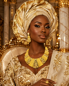 Fashion Ethiopian & Nigerian Inspired Jewelry Gold Plated Flower Box <b>Chain</b> Necklace Set for Wedding & Party Brass Material - Product Image 3
