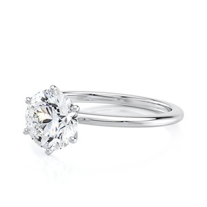 Anillo de Compromiso Solitario con Diamante Cultivado en Laboratorio, Corte Brillante Redondo de 2.75 Quilates, Oro Blanco de 14K, 6 Puntas, Joyería Nupcial Personalizada - Product Image 4
