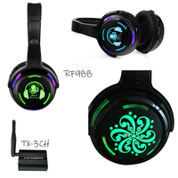 Casque de disco silencieux RF988 en gros, portée de 500 m, autonomie de 8 h, casque sans fil UHF RF à LED pour soirée dansante
