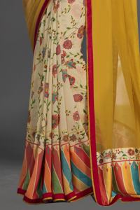 Sari de seda de diseñador indio hecho a mano para mujer con blusa elegante impresa Digital, ropa de fiesta, producto a granel hecho a mano - Product Image 5