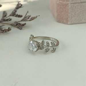 แหวนใบไม้ประดับมอสซาไนต์ เงินแท้ 925 แหวนหมั้น แหวนแต่งงาน สำหรับผู้หญิง ของขวัญ - Product Image 6