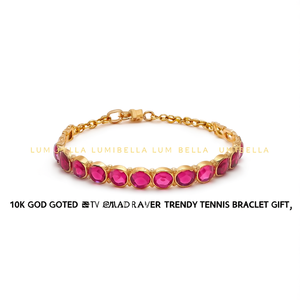 10K Gold Plated <b>Ruby</b> Kemp Flower Bangles Trendy Tennis <b>Bracelet</b> Gift - Product Image 3