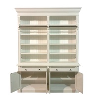 Bibliothèque de style européen avec échelle Bibliothèque blanche en bois massif Cabinet de vitrine Knock Down Made for Antique Home Office Furniture