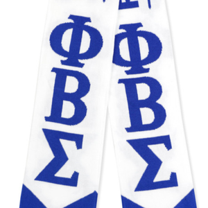Écharpe Phi Beta Sigma bleu roi et blanc avec lettres grecques tricotées, vêtement de fraternité 1914, écharpe élégante et chaude pour l'hiver - Product Image 3