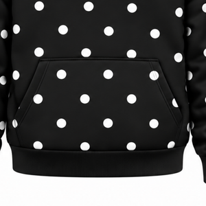 <b>Black</b> White Polka Dot <b>Women</b> Pullover Hoodie Casual <b>Fleece</b> Hooded Sweatshirt Long Sleeve Drawstring Kangaroo Pocket Streetwear - Product Image 5