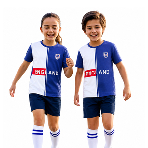 Ensemble maillot et short de football pour enfants, personnalisable par sublimation, respirant, anti-transpiration, antibactérien, 100 % polyester, uniforme d'équipe pour jeunes - Product Image 1