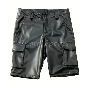 กางเกงขาสั้นหนังแท้สไตล์คลับแวร์ คุณภาพสูงสำหรับผู้ชาย กางเกงขาสั้นหนังสำหรับฤดูร้อนและฤดูใบไม้ร่วง แบบเรียบย้อมสีสำหรับผู้ใหญ่ สามารถสั่งทำได้ - Product Image 5