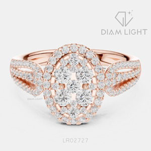 Bague de fiançailles de luxe en or blanc 14 carats avec diamant de laboratoire certifié IGI 0,823 carats, taille ronde, F+ VS+, pavé - Product Image 3