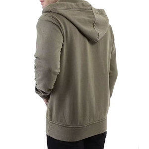 Sweat-shirt à capuche zippé vert olive pour homme, coupe classique, tricoté, couleur unie, vêtement d'automne décontracté - Product Image 2