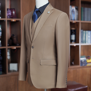Men's Business <b>Suit</b> in Tobacco, featuring a complete 3-piece set (Jacket, Trousers, and Waistcoat) from Nature Colors Collection - Product Image 1