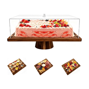 Acacia Wood <b>Cake</b> <b>Stand</b> <b>with</b> <b>Lid</b> Bakery Display Tray <b>with</b> <b>Stand</b> for Parties & Kitchen from Vietnam Manufacturers - Product Image 2