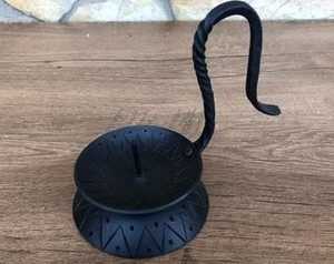 <b>Black</b> Iron Candle Stand with Twisted Handle Heat Resistant Home Decoration - Product Image 2