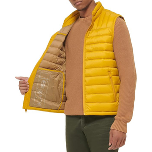 Bright <b>Yellow</b> <b>Puffer</b> Vest Men Padded Gilet Winter Sleeveless <b>Jacket</b> Stand Collar Bodywarmer Quilted Waistcoat - Product Image 2