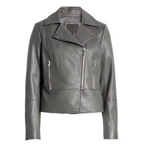 Women Faux Leather Jacket Loose Fit Vintage Biker <b>Coat</b> <b>Zipper</b> Stand Collar Casual Autumn Winter Outerwear - Product Image 1