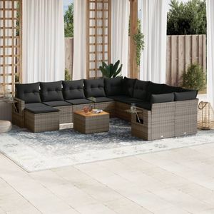 Conjunto de Sofás de Jardín de Ratán Gris Oscuro, 6 Plazas, Diseño Contemporáneo para Exteriores - Product Image 3