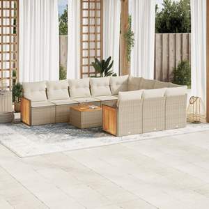 Set Divano da Giardino Beige Crema Bianco - Product Image 1