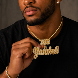<b>Custom</b> 925 Silver VVS Moissanite Trendy <b>Name</b> Charm Pendant 925 Silver Iced Out Hip Hop <b>Necklace</b> for Men & Women - Product Image 5