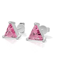 Versilberte Sterling Silber Ohrringe mit Trillion-Schliff Rosa Saphir, Klassischer Damenschmuck 1,5g Heerani Jewels