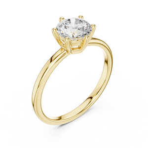 Bague de fiançailles solitaire ronde plaquée or jaune de luxe pour femme, bijou classique minimaliste pour mariage ou promesse, cadeau - Product Image 4
