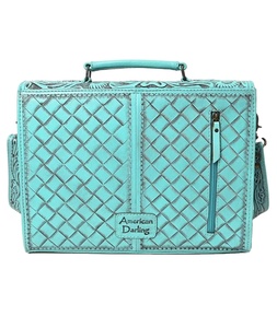 Wholesale Vintage <b>Leather</b> Laptop Bag Curved Turquoise Western Design Most Popular Choice - Product Image 6