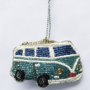 Beaded Santa on Scooter Christmas Ornament Whimsical Handmade Tree Decor Holiday <b>Gift</b> Boutique Wholesale Artisan Artistry By PR - Product Image 6