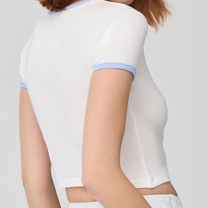 Modern Women Crop Top Breathable Short Sleeve Everyday Casual <b>Shirt</b> Soft Fabric For Summer Fashion Looks - Product Image 5