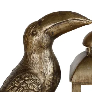 Portavelas con Forma de Pájaro Tucán, Metal, Hecho a Mano, Impresión Tipográfica, Decoración Navideña para el Hogar, Adorno de Mesa, Zahid Exports - Product Image 5