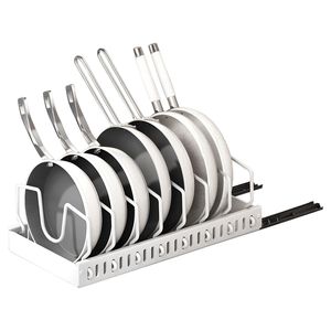 8 organisateurs ajustables sous l'armoire, en acier au carbone antirouille, support coulissant pour casseroles et poêles, kit de rangement pour cuisine - Product Image 1