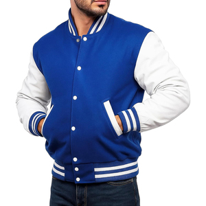 Veste universitaire personnalisée pour homme en gros, corps en laine rouge, manches en cuir PU noir, coupe ajustée, style bomber décontracté, manteau de baseball - Product Image 6