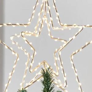 Handmade Wire Star Christmas <b>Tree</b> Topper Metal Frame Star <b>Tree</b> Top For <b>LED</b> Fairy <b>Lights</b> Glowing Xmas Holiday Home <b>Tree</b> Decor - Product Image 3