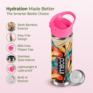 Eco-friendly metal water bottle Pink lid modern design flask 450ml travel water bottle Reusable <b>drinkware</b> <b>accessory</b> - Product Image 4