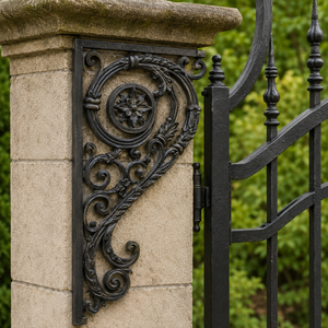 Rustic Cast Iron Wall Shelf <b>Bracket</b> Vintage Scroll Design Heavy Duty <b>Black</b> Decorative Metal Holder For Home Office Garden Decor - Product Image 2