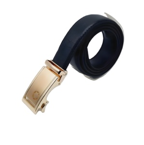 Cinturón de Cuero con Hebilla Dorada de Cierre Automático, Hebilla Plateada, Elegante, Duradero, Ajustable, Cómodo, Informal, para Oficina, para Hombre - Product Image 1