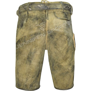 Lederhosen bavaroises élégantes pour hommes, style antique authentique, en cuir de chèvre suédé, courtes. - Product Image 6
