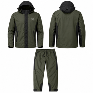 Unisex Hooded Waterproof Tracksuit Set Custom Color Lightweight Full Length Summer Sporty Style Back <b>Zip</b> Pocket OEM Custom Logo - Product Image 2