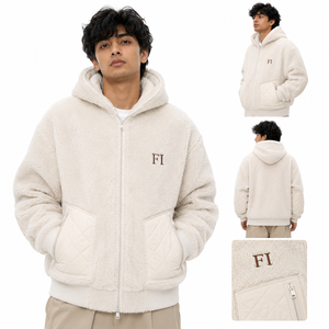 Wholesale Unisex <b>Sherpa</b> Zip-Up Jacket Custom Embroidered FI Logo Oversized Casual Winter Wear Men's <b>Hoodies</b> B2B Fashion Supplier - Product Image 4