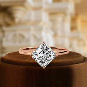 Bague de fiançailles solitaire en diamant de laboratoire taille princesse 1,5 carat certifié IGI, or jaune 14 carats, style minimaliste pour mariage - Product Image 6