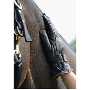 Gants de sport d'hiver pour hommes en cuir, à doigts entiers, compatibles écran tactile – Coupe-vent, imperméables, chauds et protecteurs, avec fermeture à lacets pour l'équitation - Product Image 3