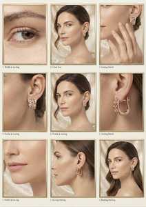 Boucles d'oreilles ethniques plaquées or rose avec diamants, motif géométrique ajouré, serties griffes, pour femme, idéales pour fêtes et mariages - Product Image 3